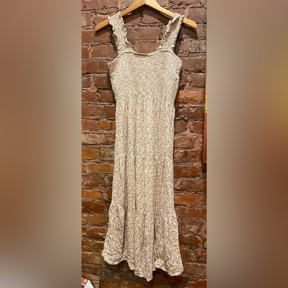 Aerie Floral Maxi Dress - Cream and Pink